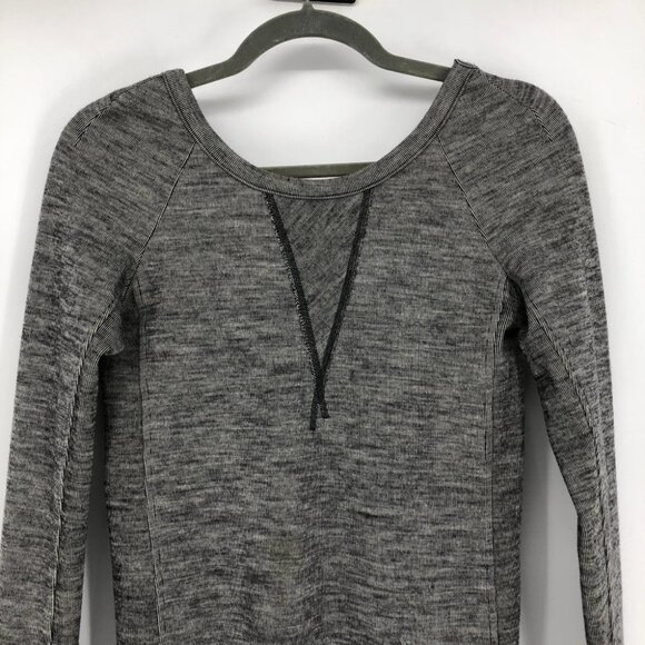 Aritzia Wilfred Heather Grey Ribbed Wool Longsleeve Round Neck Round Hem Dress M - Picture 4 of 16